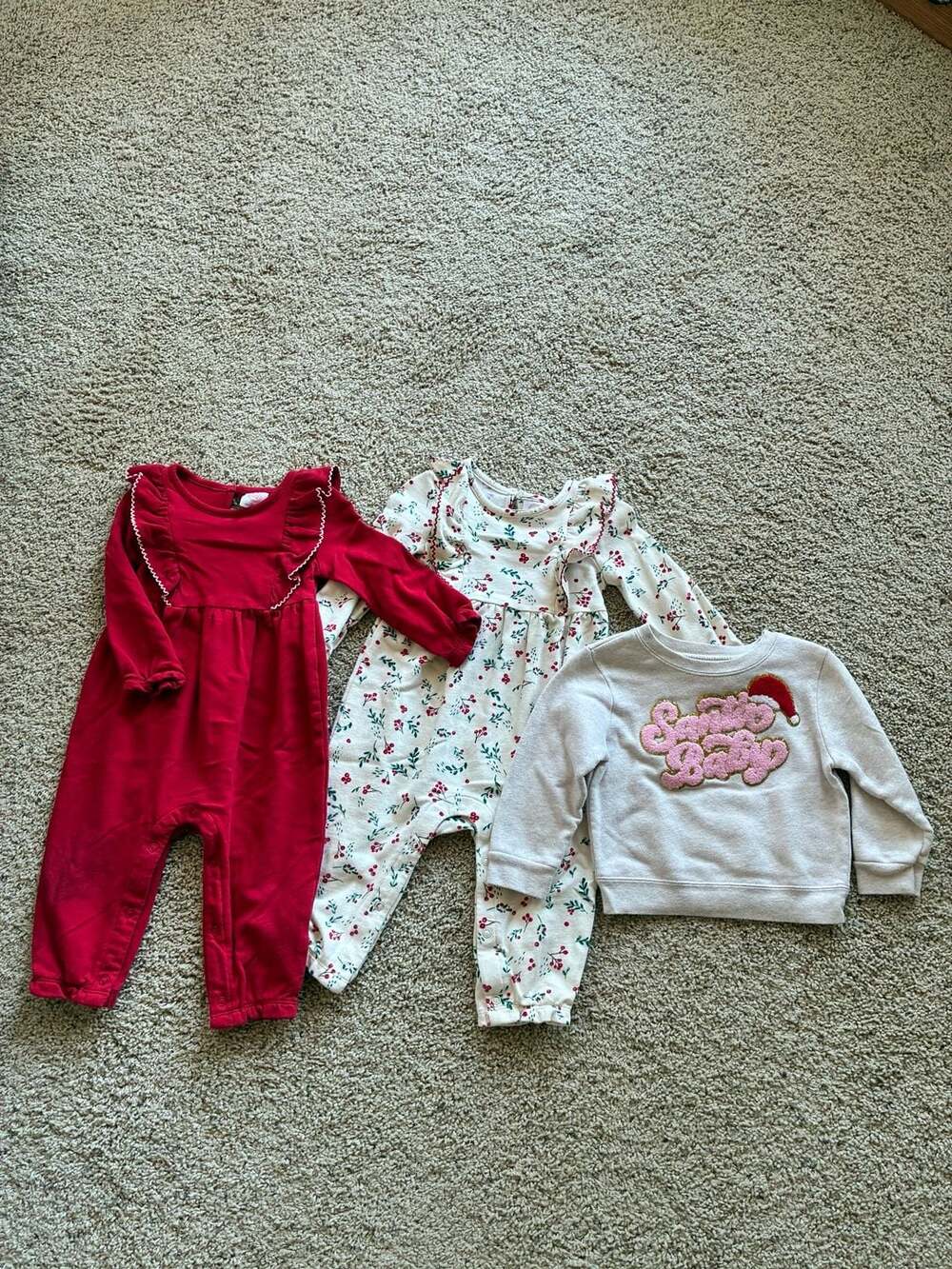 Wonder Nation and Garanimals Baby Girls Christmas Outfit Set 3 Piece Size 18M